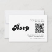 Stijlvolle Retro Black & White Wedding QR-code RSVP Kaartje (Voorkant)