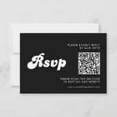 Stijlvolle Retro Black & White Wedding QR-code RSVP Kaartje (Voorkant)