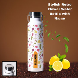 Stijlvolle Retro Bloemige Gepersonaliseerde Naam D Waterfles