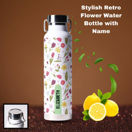 Stijlvolle Retro Bloemige Gepersonaliseerde Naam D Waterfles