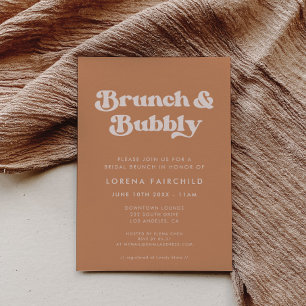 Stijlvolle Retro Brown Sugar Brunch en Bubbly Kaart