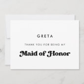 Stijlvolle retro bruidsmeisje dank je tekstkaart kaart (Voorkant)