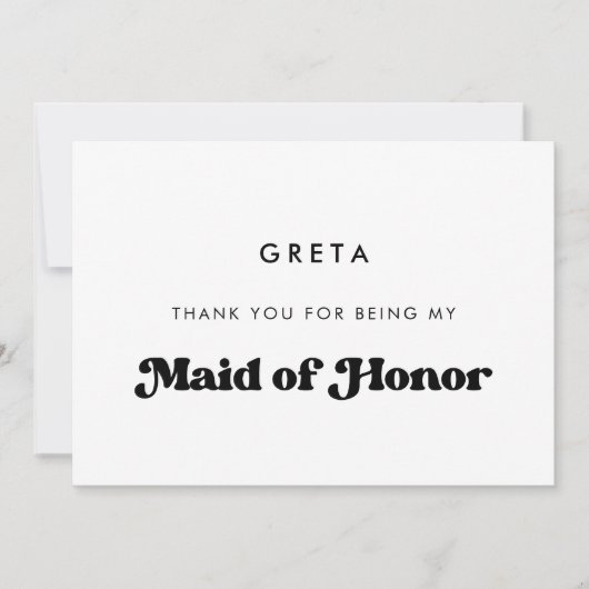 Stijlvolle retro bruidsmeisje dank je tekstkaart kaart (Voorkant)