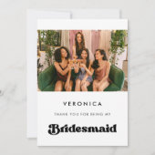 Stijlvolle retro bruidsmeisje dank u fotokaart kaart (Voorkant)