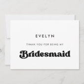 Stijlvolle retro bruidsmeisje dank u tekst kaart (Voorkant)