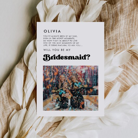 Stijlvolle retro bruidsmeisje foto bericht kaart