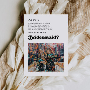 Stijlvolle retro bruidsmeisje foto berichtkaart kaart