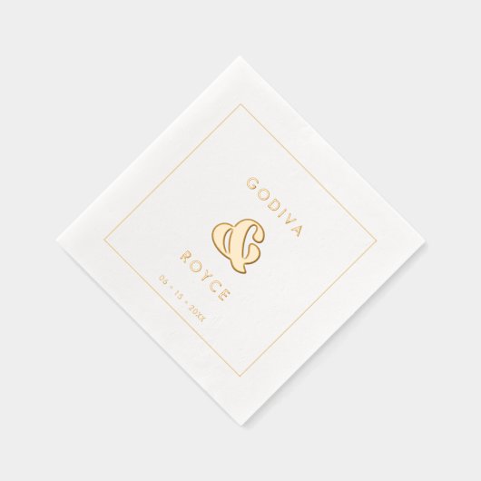 Stijlvolle retro bruiloft goud folie servetten (Rechts)