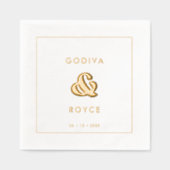 Stijlvolle retro bruiloft goud folie servetten (Voorkant)