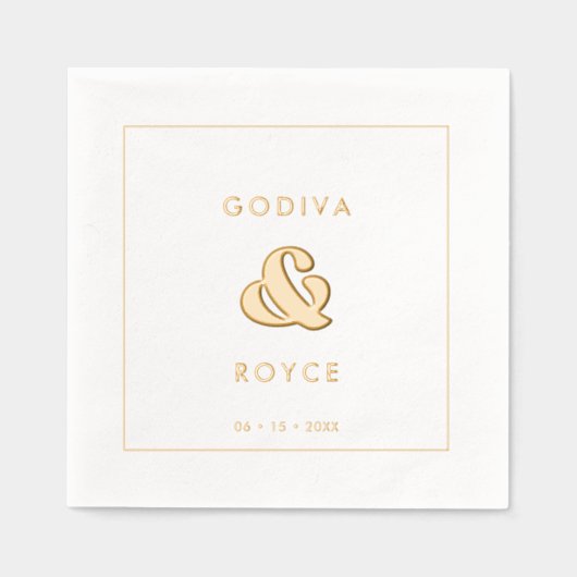 Stijlvolle retro bruiloft goud folie servetten (Voorkant)