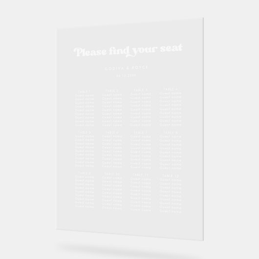 Stijlvolle retro bruiloft zitgrafiek Duidelijk tek Acryl Bord (Hoek)