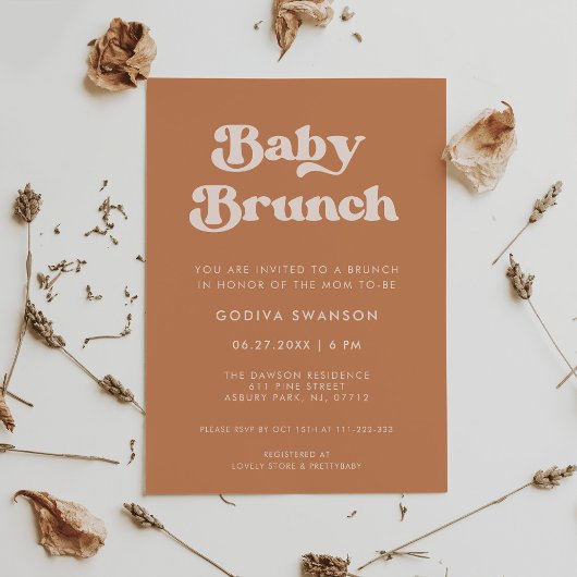 Stijlvolle retro bruine suiker Baby Brunch Kaart