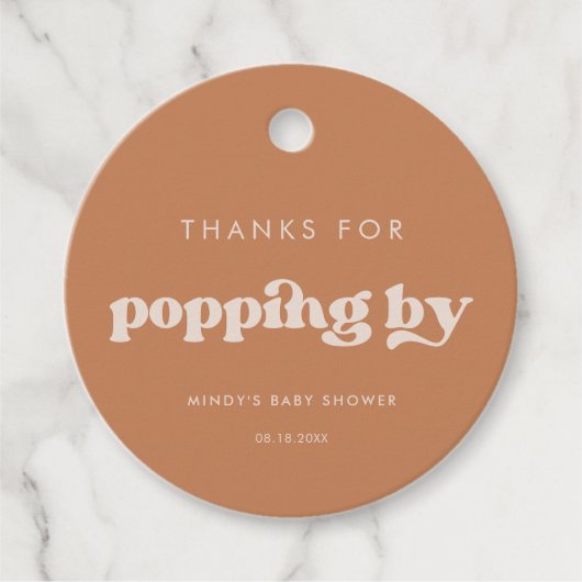 Stijlvolle retro bruine suiker Bedankt voor poppin Bedankjes Labels (Voorkant)