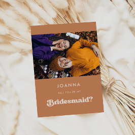 Stijlvolle retro bruine suiker Bridesmaid-voorstel Kaart