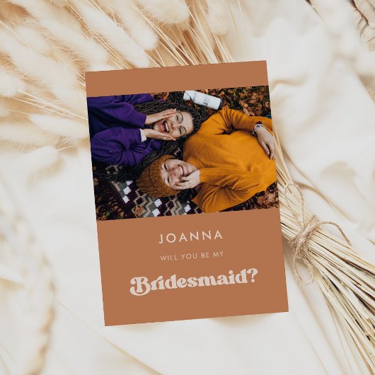 Stijlvolle retro bruine suiker Bridesmaid-voorstel Kaart