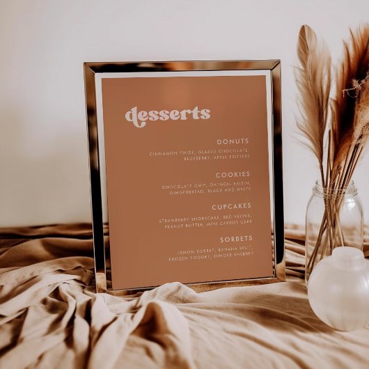 Stijlvolle retro Bruine suiker Bruiloft Dessert Ba Poster