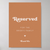 Stijlvolle retro bruine suiker bruiloft gereservee poster (Voorkant)