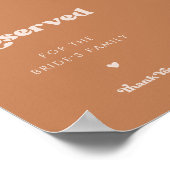 Stijlvolle retro bruine suiker bruiloft gereservee poster (Hoek)