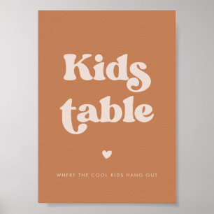 Stijlvolle retro bruine suiker bruiloft Kinder taf Poster