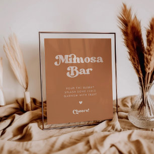 Stijlvolle retro Bruine suiker Bruiloft Mimosa bar Poster