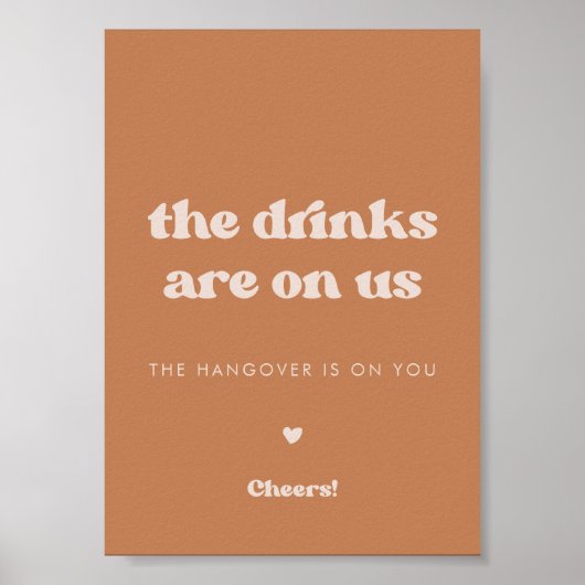 Stijlvolle retro Bruine suiker Bruiloft Open bar t Poster (Voorkant)