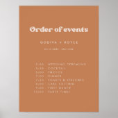 Stijlvolle retro Bruine suiker Bruiloft Orde van e Poster (Voorkant)