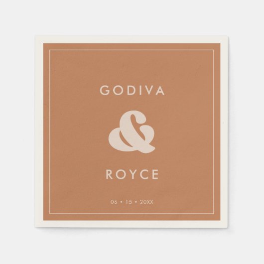 Stijlvolle retro bruine suiker bruiloft servet (Voorkant)