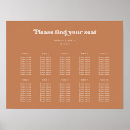 Stijlvolle retro Bruine suiker Bruiloft zitgrafiek Poster