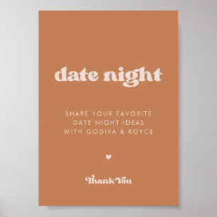 Stijlvolle retro bruine suiker Date nacht ideeën t Poster