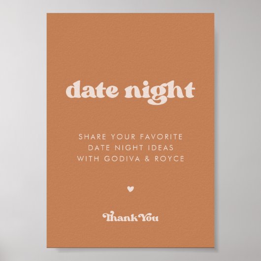 Stijlvolle retro bruine suiker Date nacht ideeën t Poster (Voorkant)