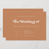 Stijlvolle retro bruine suiker Eenvoudige bruiloft Kaart (Voorkant / Achterkant)