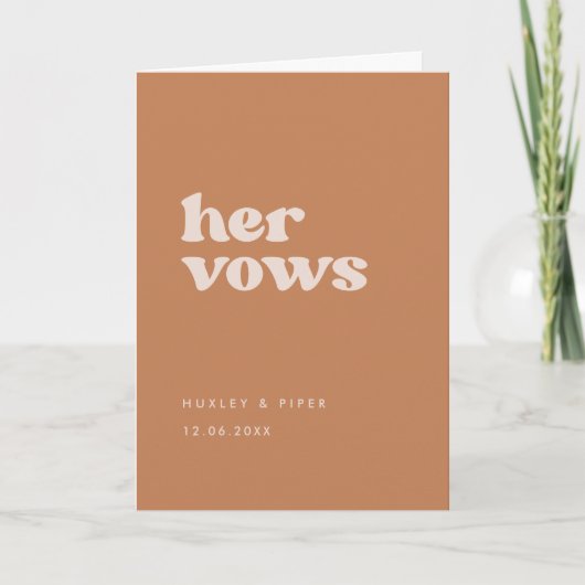 Stijlvolle retro bruine suiker Haar gelofte bruilo Kaart (Voorkant)