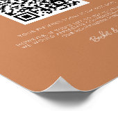 Stijlvolle retro Bruine suiker Honeymoon fonds QR  Poster (Hoek)