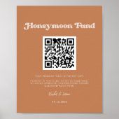 Stijlvolle retro Bruine suiker Honeymoon fonds QR  Poster (Voorkant)