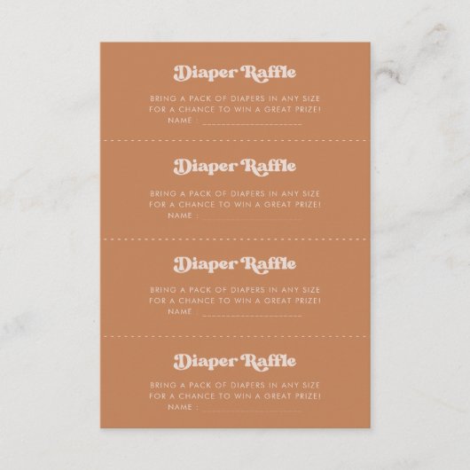 Stijlvolle retro Bruine suiker Luier Raffle spel k Informatiekaartje (Voorkant)