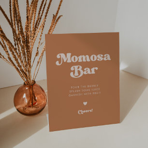 Stijlvolle retro Bruine suiker Momosa bar Reclamebord Met Voetstuk