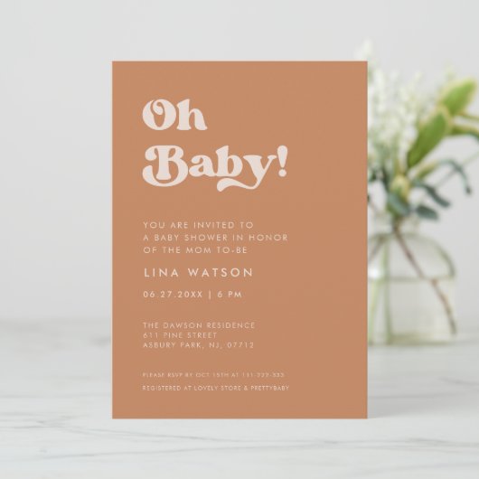 Stijlvolle retro bruine suiker Oh Baby Kaart (Staand voorkant)