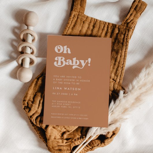 Stijlvolle retro bruine suiker Oh Baby Kaart