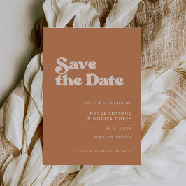 Stijlvolle retro-bruine suiker save the date