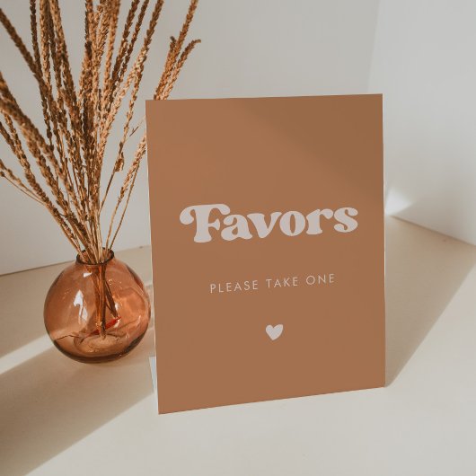 Stijlvolle retro bruine suiker trouwgunsten reclamebord met voetstuk