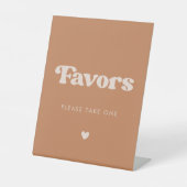 Stijlvolle retro bruine suiker trouwgunsten reclamebord met voetstuk (Voorkant)