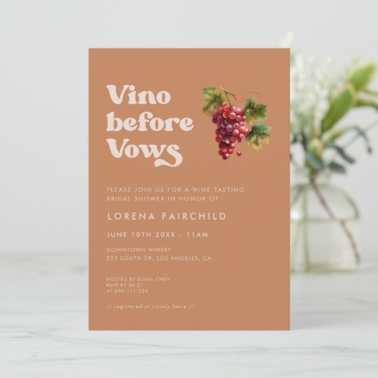 Stijlvolle retro Bruine suiker Vino voor geloften Kaart (Staand voorkant)