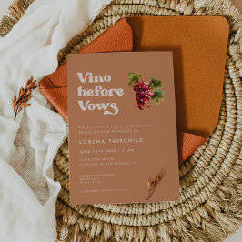 Stijlvolle retro Bruine suiker Vino voor geloften Kaart