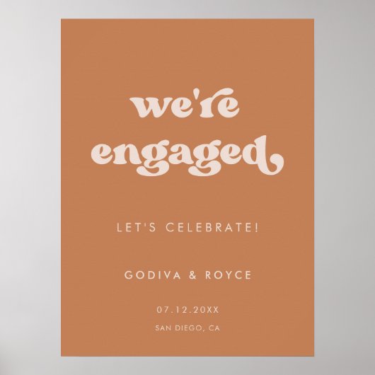 Stijlvolle retro bruine suiker We zijn verloofd Poster (Voorkant)