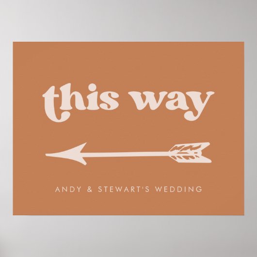 Stijlvolle retro bruine suiker Wedding Direction Poster (Voorkant)