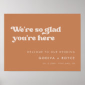 Stijlvolle retro bruine suiker Zo blij dat je hier Poster (Voorkant)