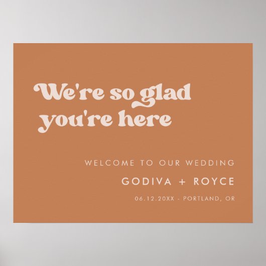 Stijlvolle retro bruine suiker Zo blij dat je hier Poster (Voorkant)