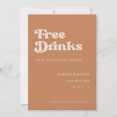 Stijlvolle retro bruine suikervrije drinken save the date (Voorkant)