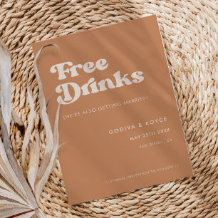 Stijlvolle retro bruine suikervrije drinken save the date
