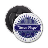 Stijlvolle Retro Bunco Speler Lucky Dice Blue Button Flesopener (Voorkant)